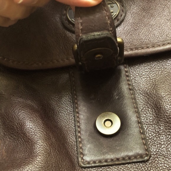 Fossil Brown Leather Briefcase Messenger Travel Crossbody Bag Double handle - Picture 7 of 15